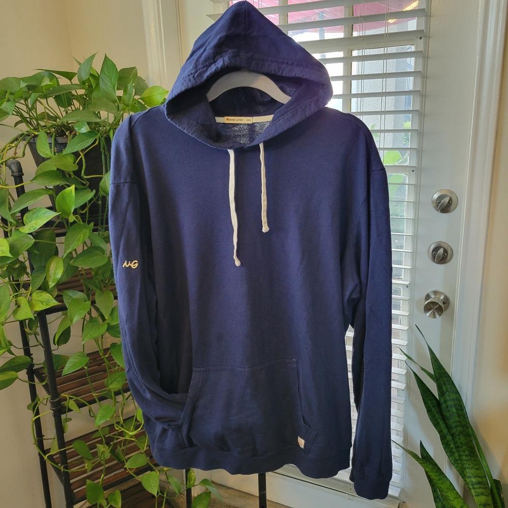 Marine Layer Mens XXL Navy Blue Cotton Modal Pullover Hoodie Made in USA